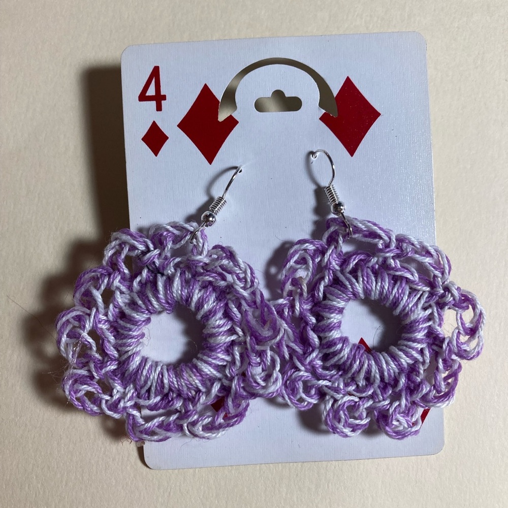 Purple Crochet Earrings